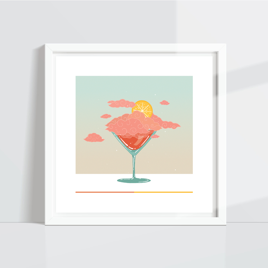 Cloudtini (Pink w/ Lemon Slice)