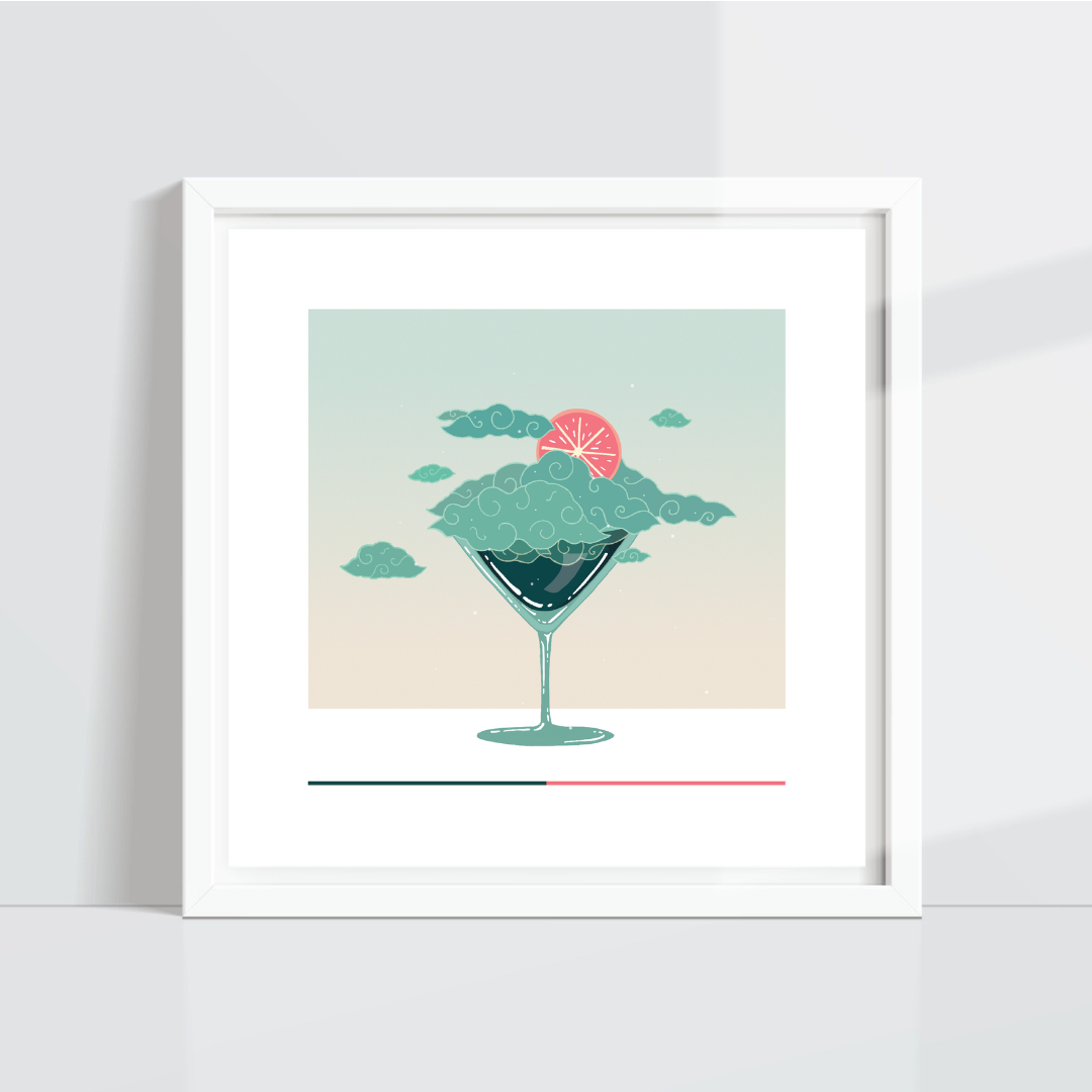 Cloudtini (Teal w/ Grapefruit Slice)