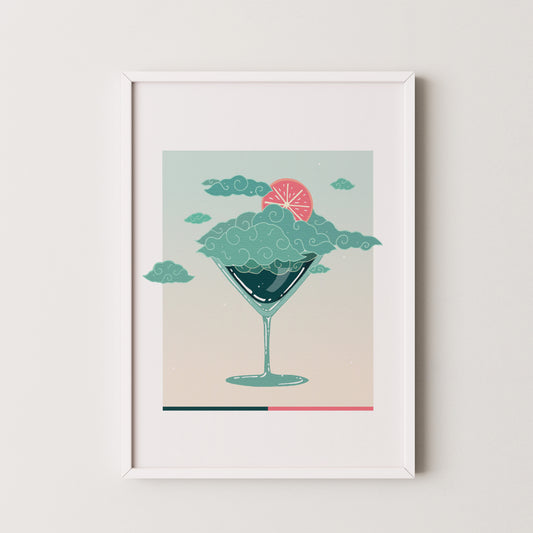 Cloudtini (Teal w/ Grapefruit Slice)