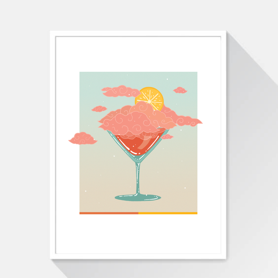 Cloudtini (Pink w/ Lemon Slice)