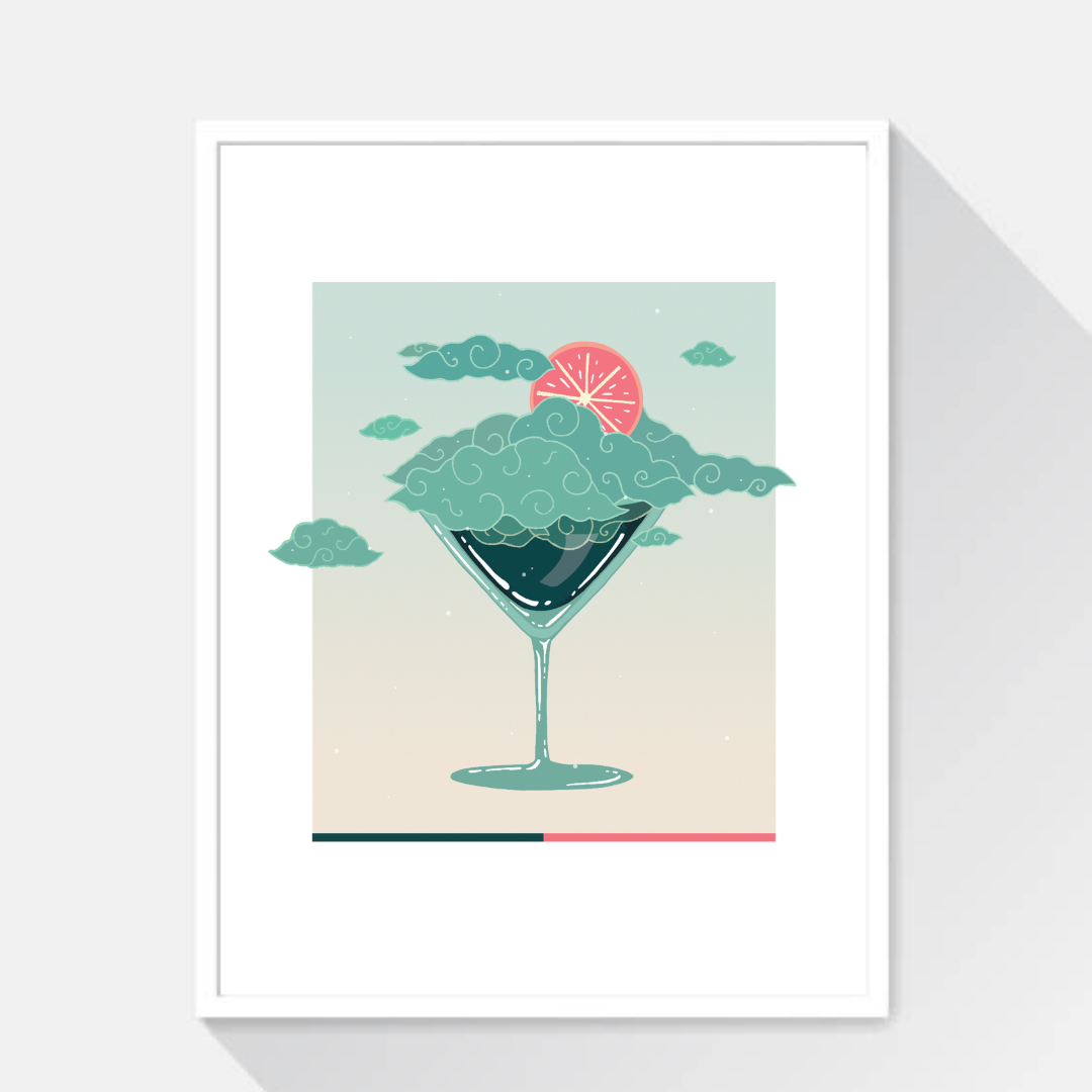 Cloudtini (Teal w/ Grapefruit Slice)